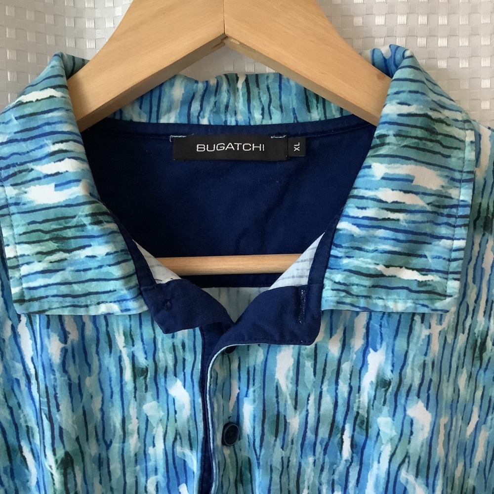 Bugatchi Polo Shirt XL Watercolor Short Sleeve - Picture 2 of 9